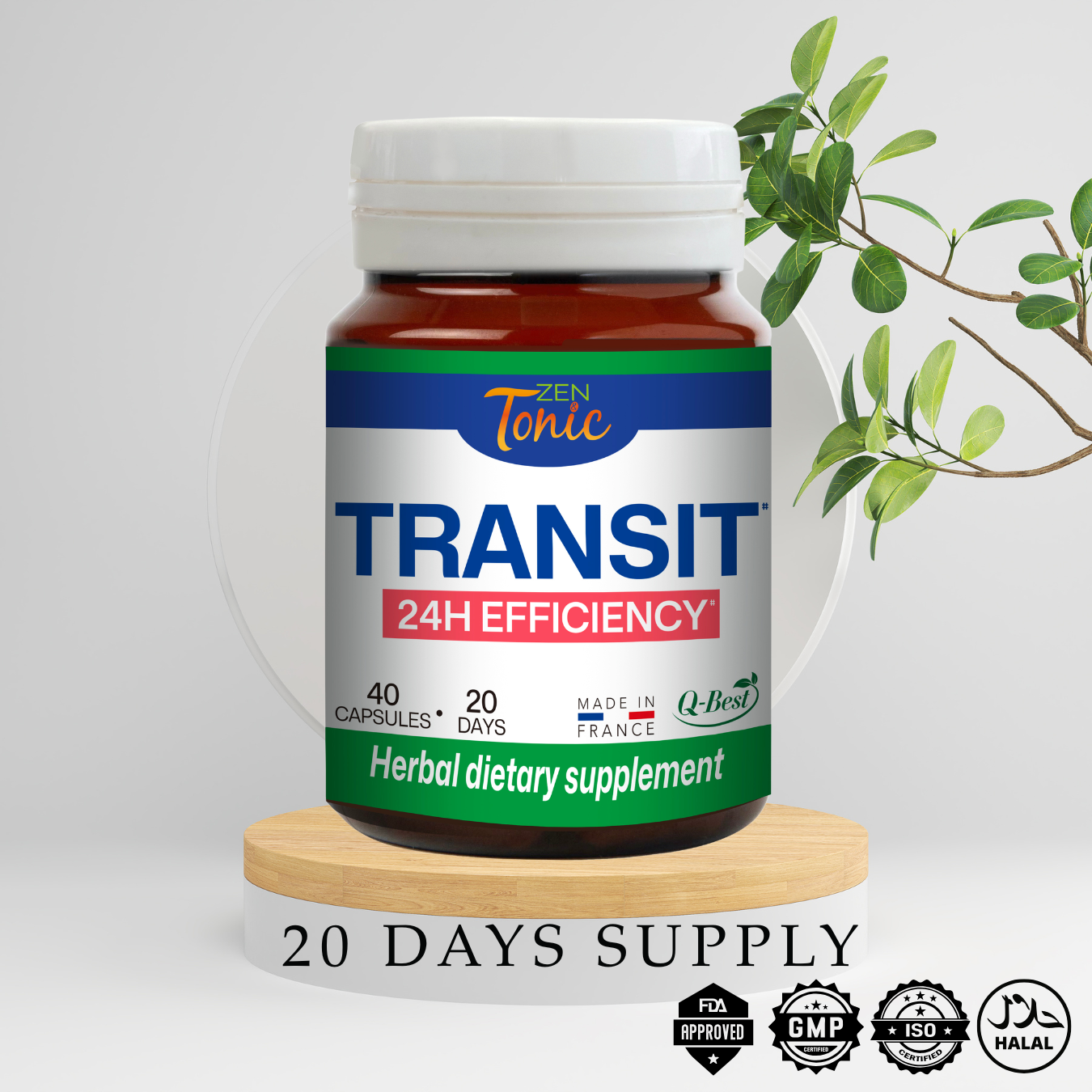 Zen&Tonic Transit Detox: 20-Day Digestive & Skin Nourishment All-Natural | 40 Capsules | Made in France