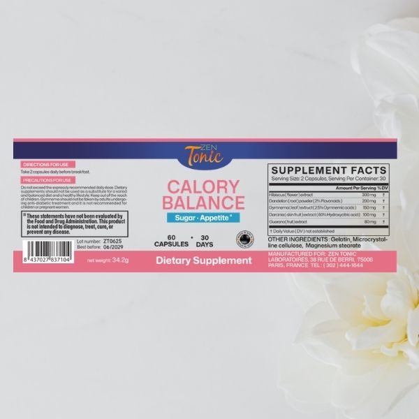 Zen & Tonic Calory Balance Plant-based capsules designed to support metabolism, sugar balance, and daily energy.