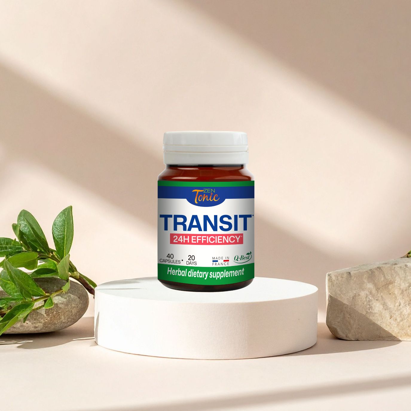 Zen&Tonic Transit Detox: 20-Day Digestive & Skin Nourishment All-Natural | 40 Capsules | Made in France