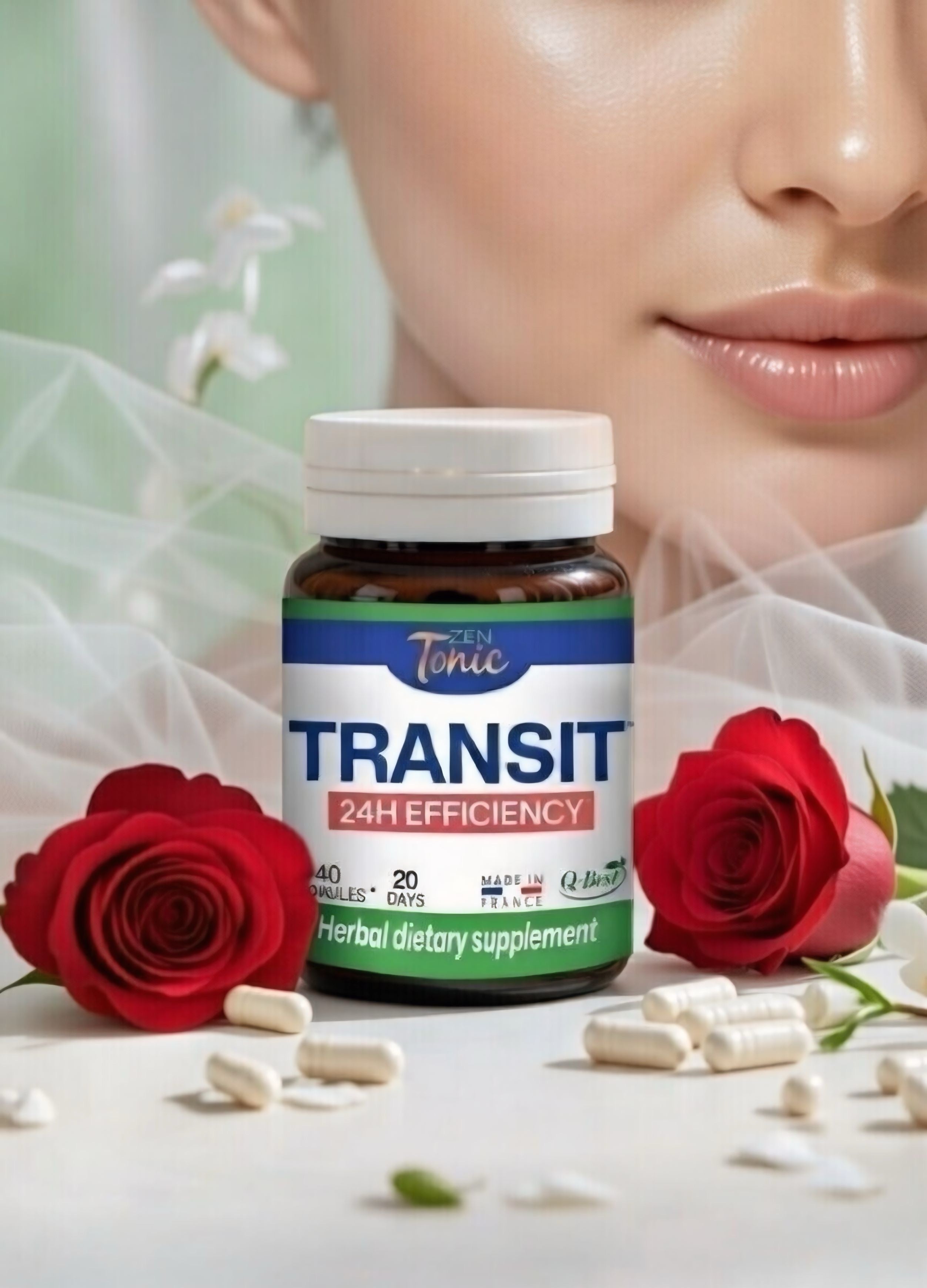 Zen&Tonic Transit Detox: 20-Day Digestive & Skin Nourishment All-Natural | 40 Capsules | Made in France